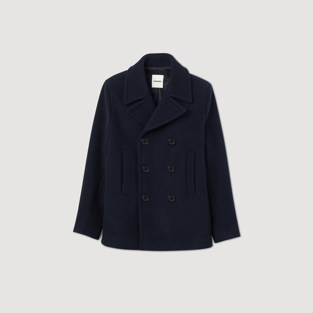 Sandro / Straight-fit wool-blend coat Navy Blue