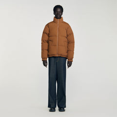 Sandro / Hooded puffer with high collar Cognac