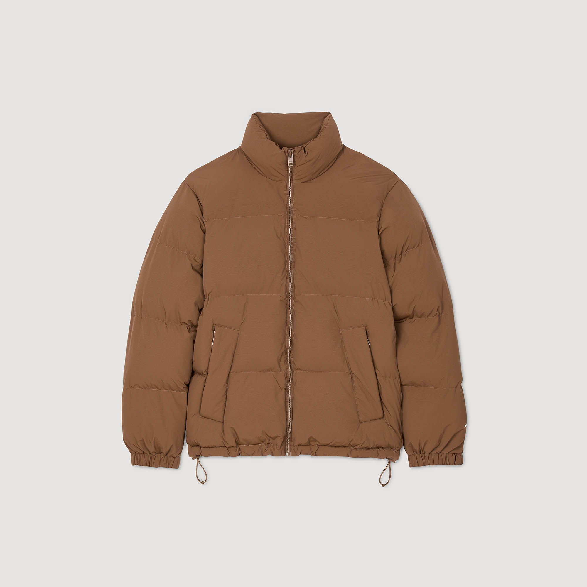 Sandro / Hooded puffer with high collar Cognac