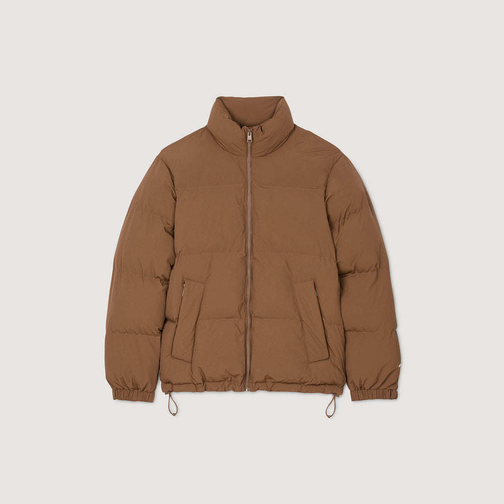 Sandro / Hooded puffer with high collar Cognac
