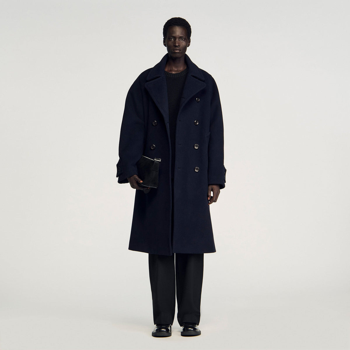Sandro / Double-breasted wool coat Navy Blue
