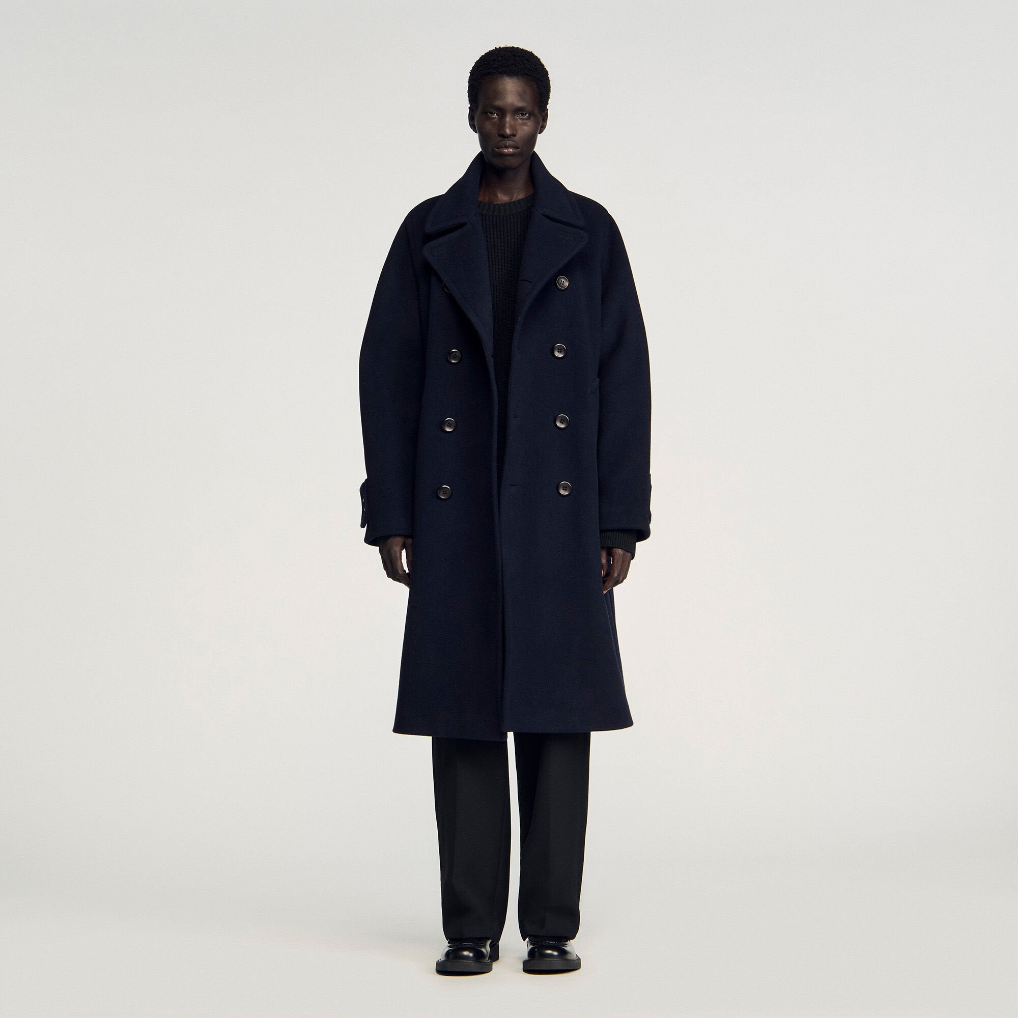 Sandro / Double-breasted wool coat Navy Blue