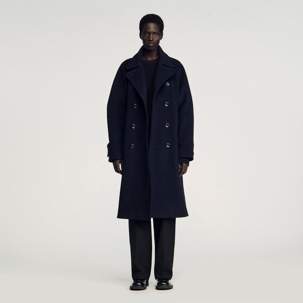 Sandro / Double-breasted wool coat Navy Blue