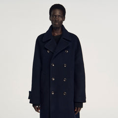 Sandro / Double-breasted wool coat Navy Blue