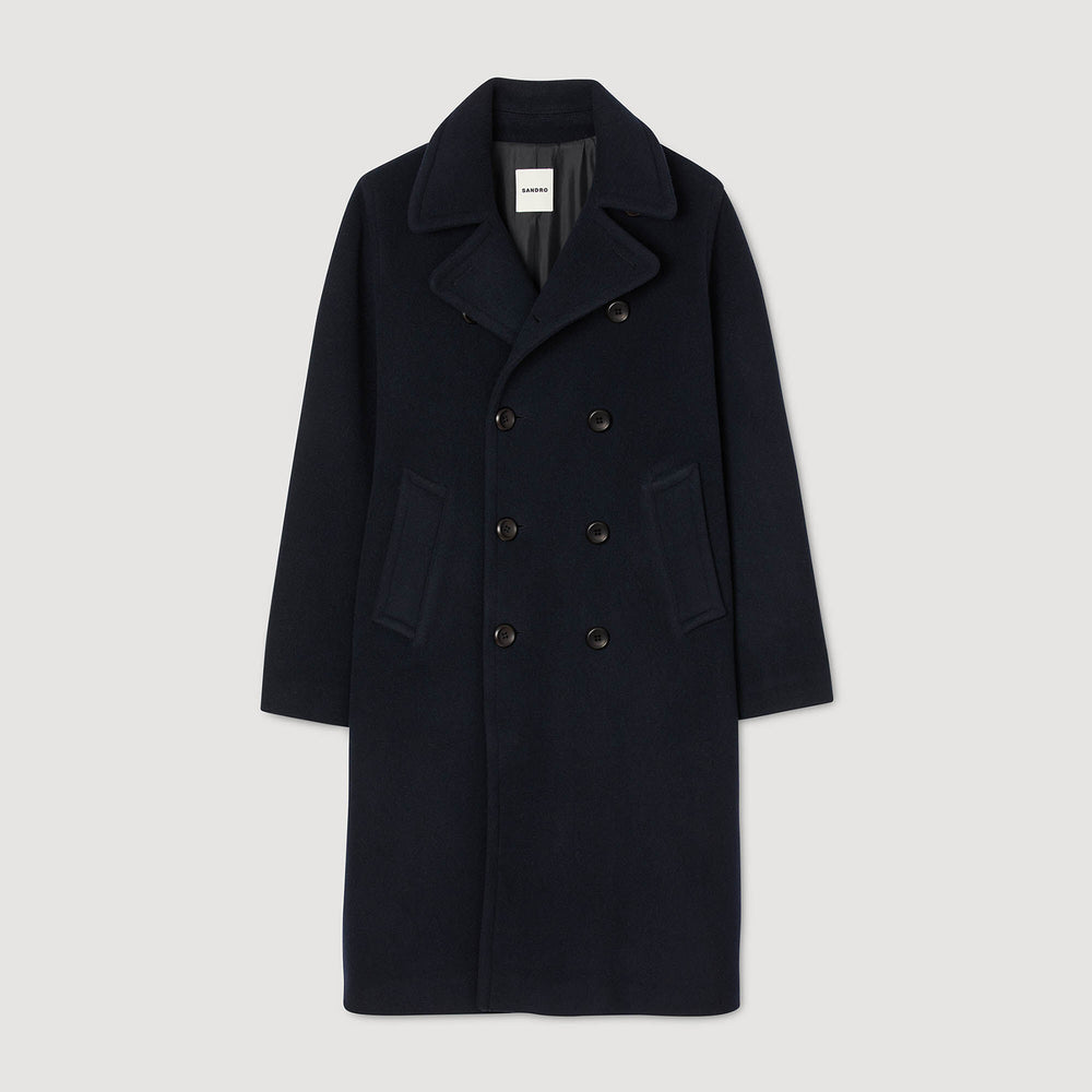 Sandro / Double-breasted wool coat Navy Blue