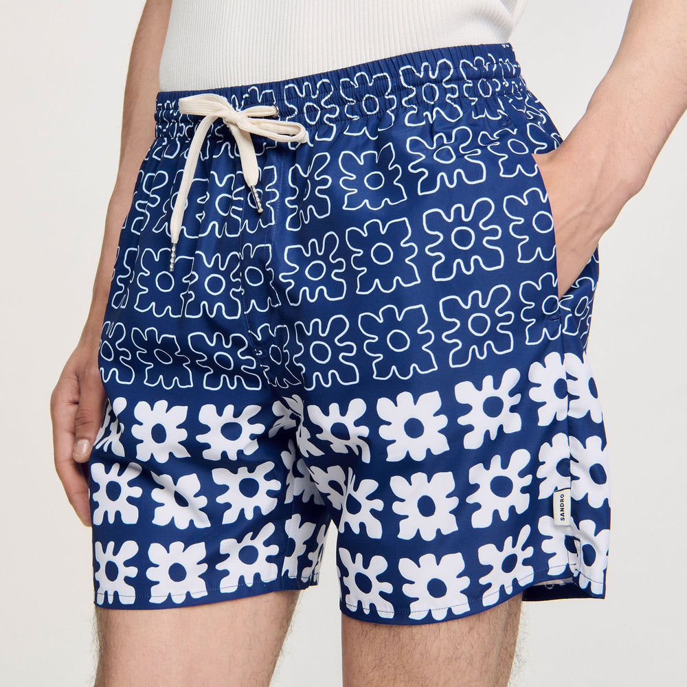 Sandro / Floral print swim trunks Midnight Blue