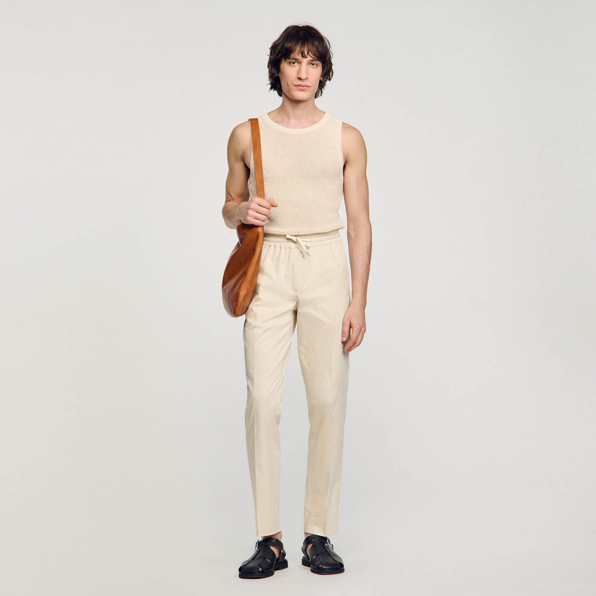 Sandro / Elasticated straight-leg trousers Light Beige