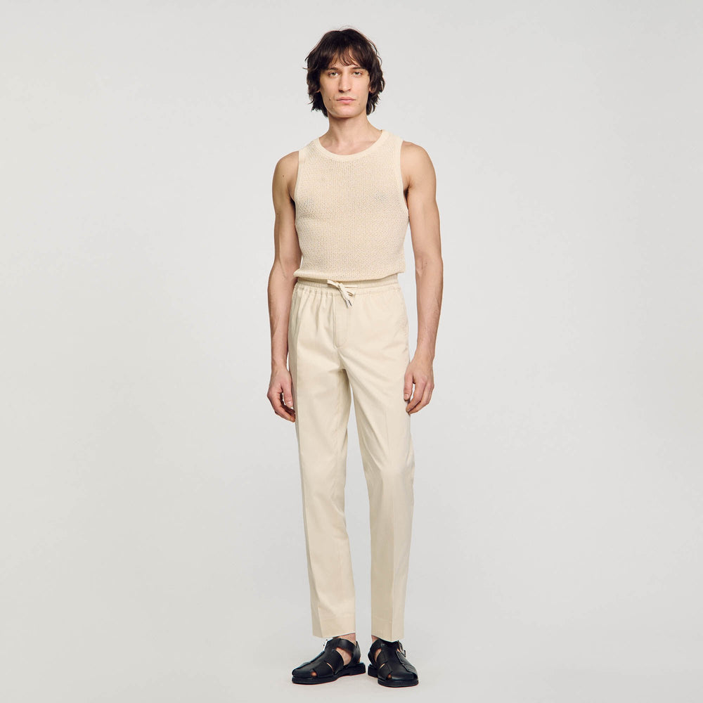 Sandro / Elasticated straight-leg trousers Light Beige