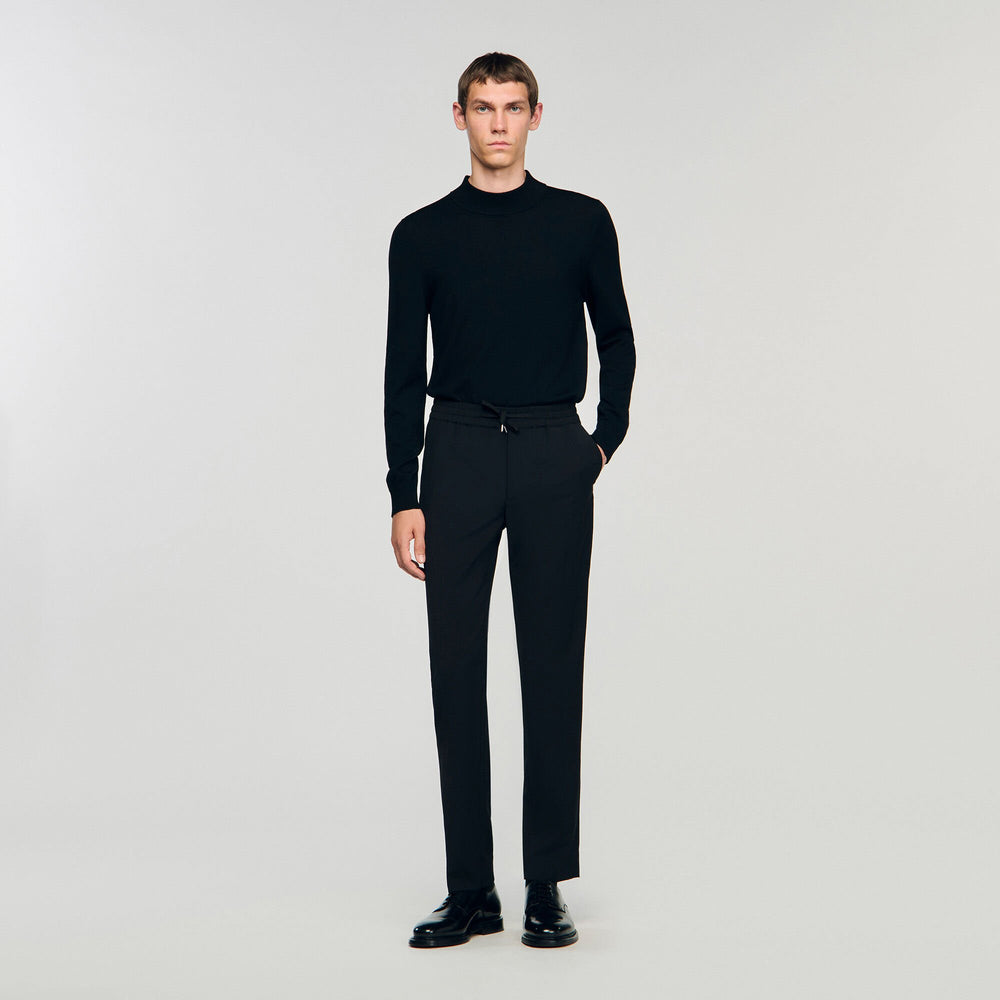 Sandro / Elasticated straight-leg trousers Black