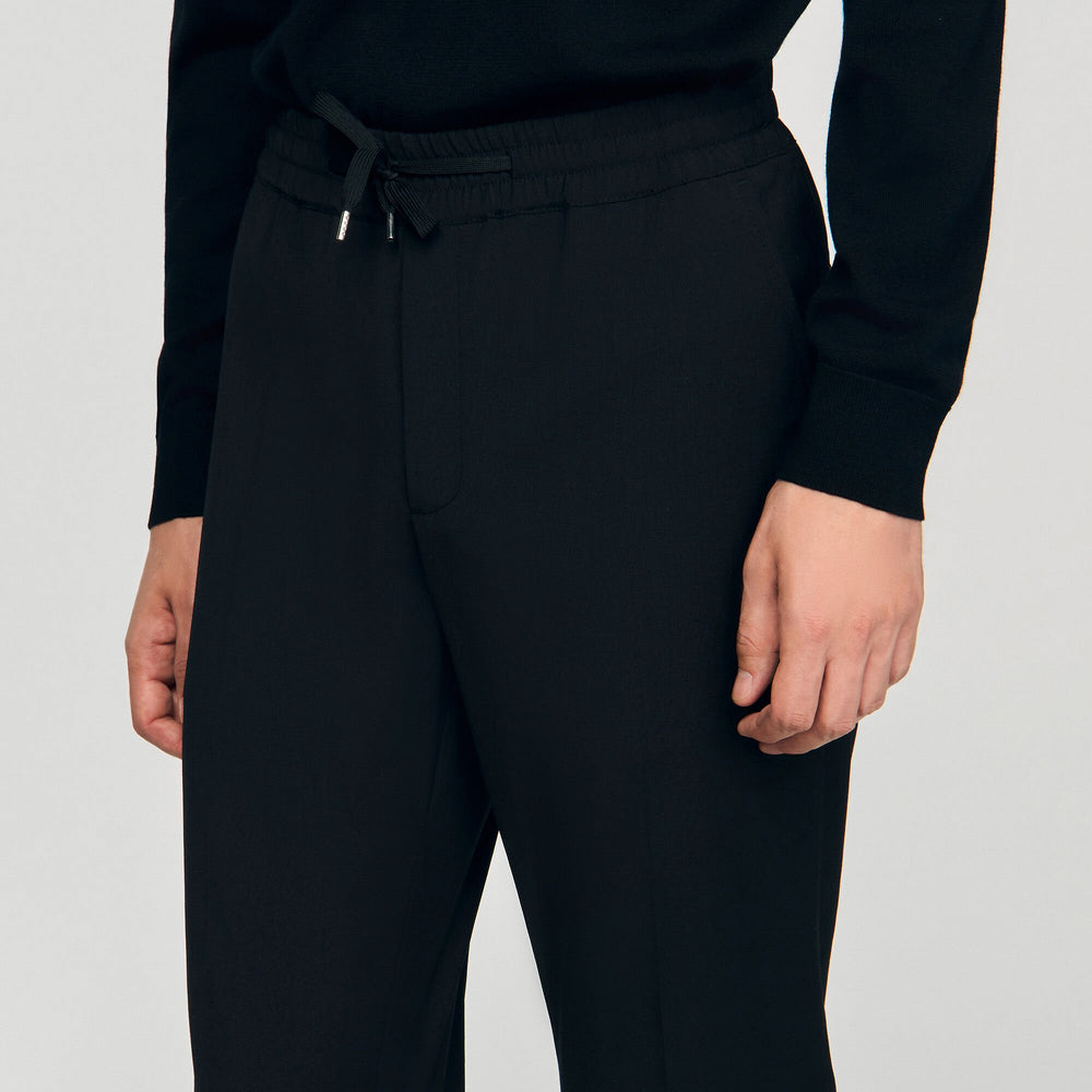 Sandro / Elasticated straight-leg trousers Black