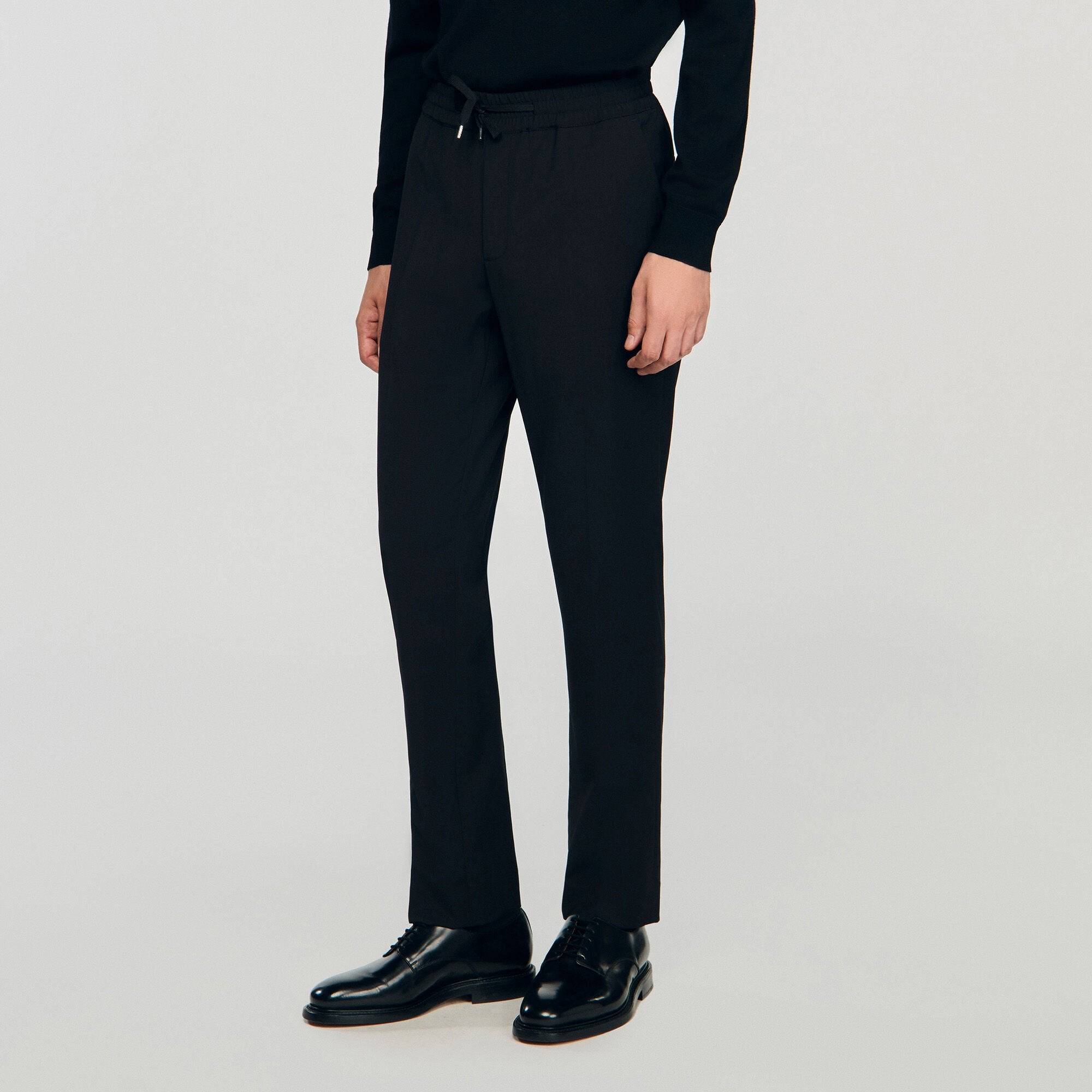 Sandro / Elasticated straight-leg trousers Black