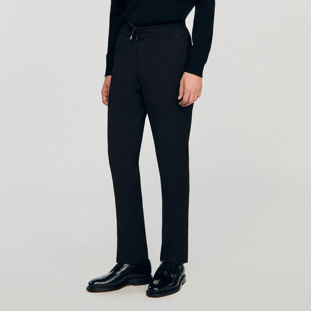 Sandro / Elasticated straight-leg trousers Black