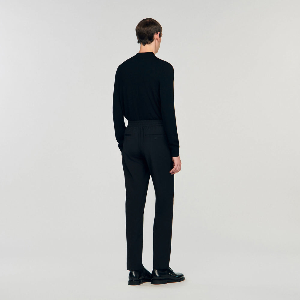 Sandro / Elasticated straight-leg trousers Black