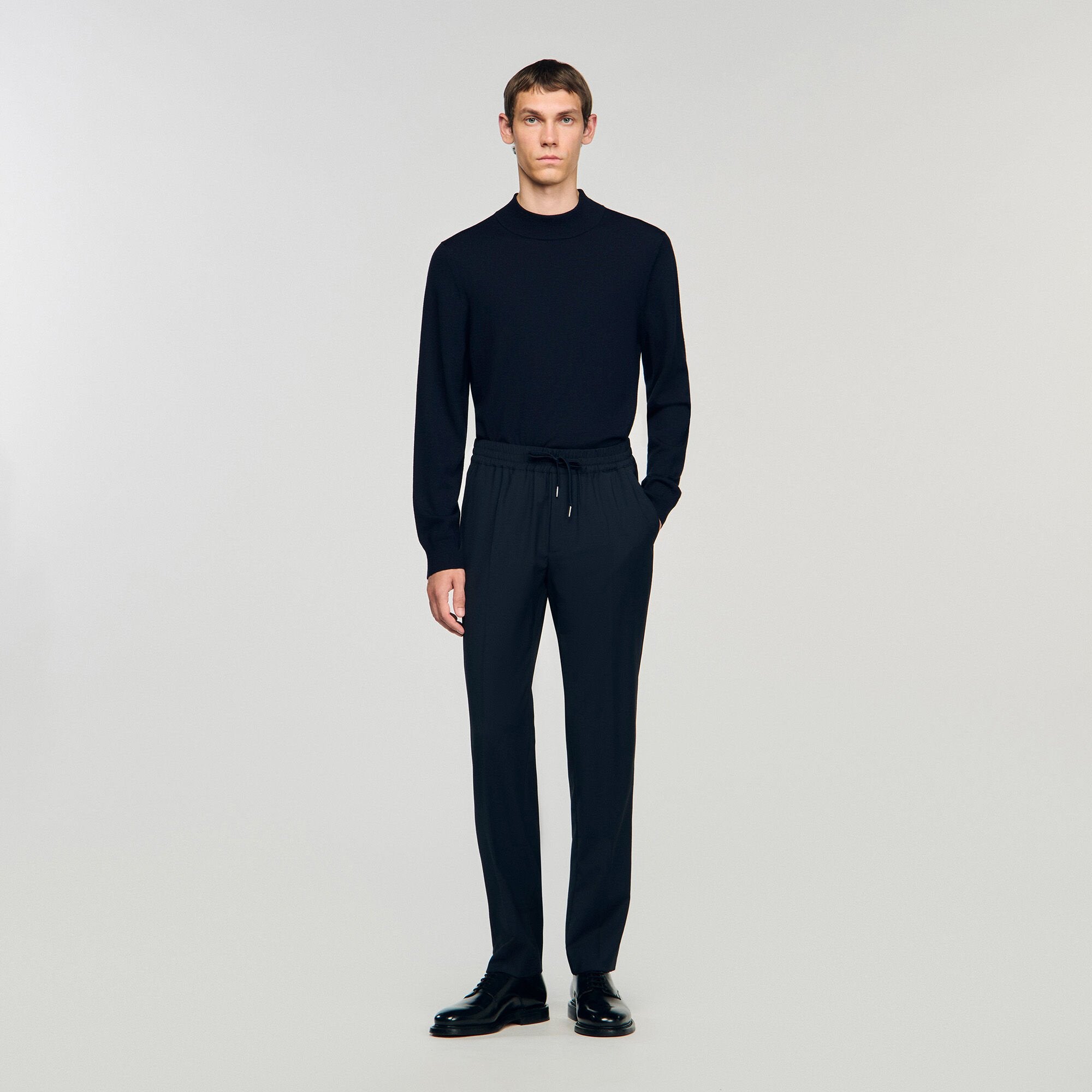 Sandro / Elasticated straight-leg trousers Navy Blue