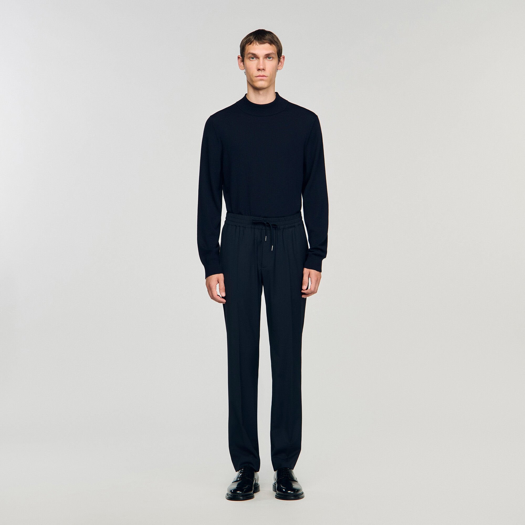 Sandro / Elasticated straight-leg trousers Navy Blue
