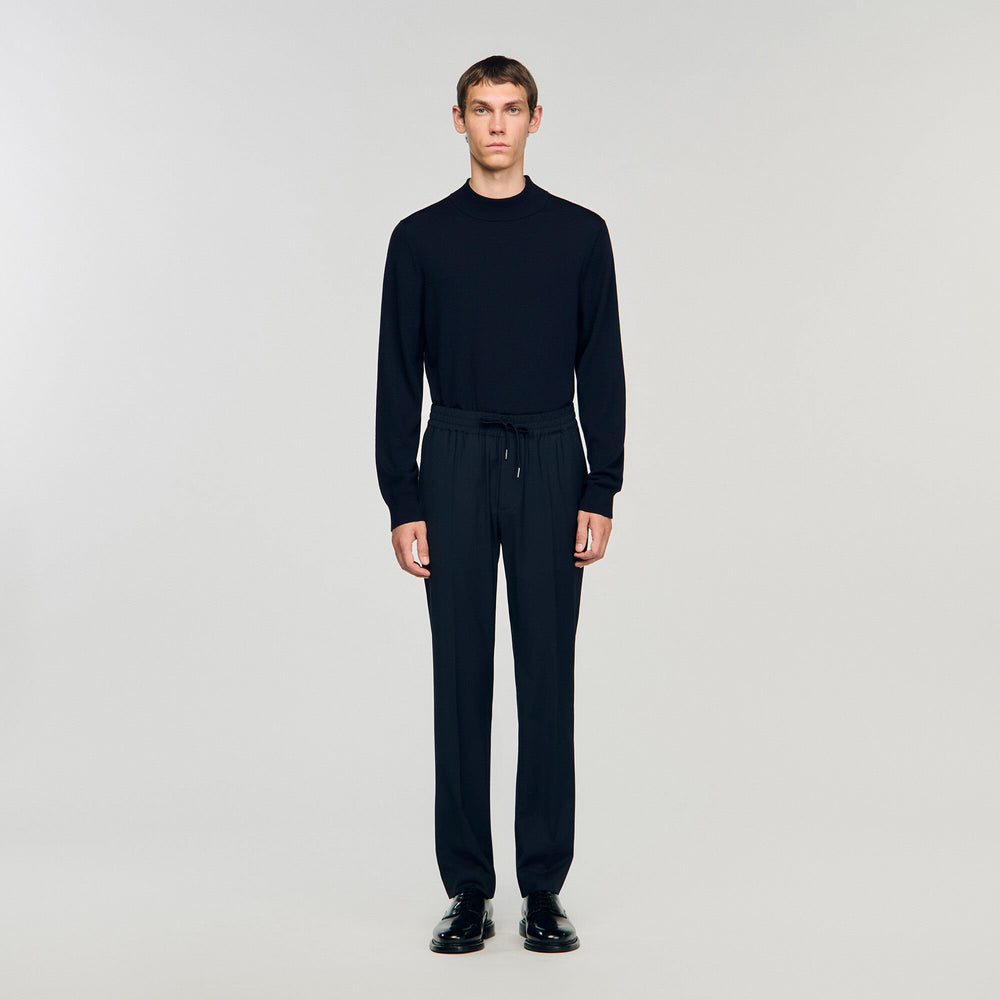 Sandro / Elasticated straight-leg trousers Navy Blue