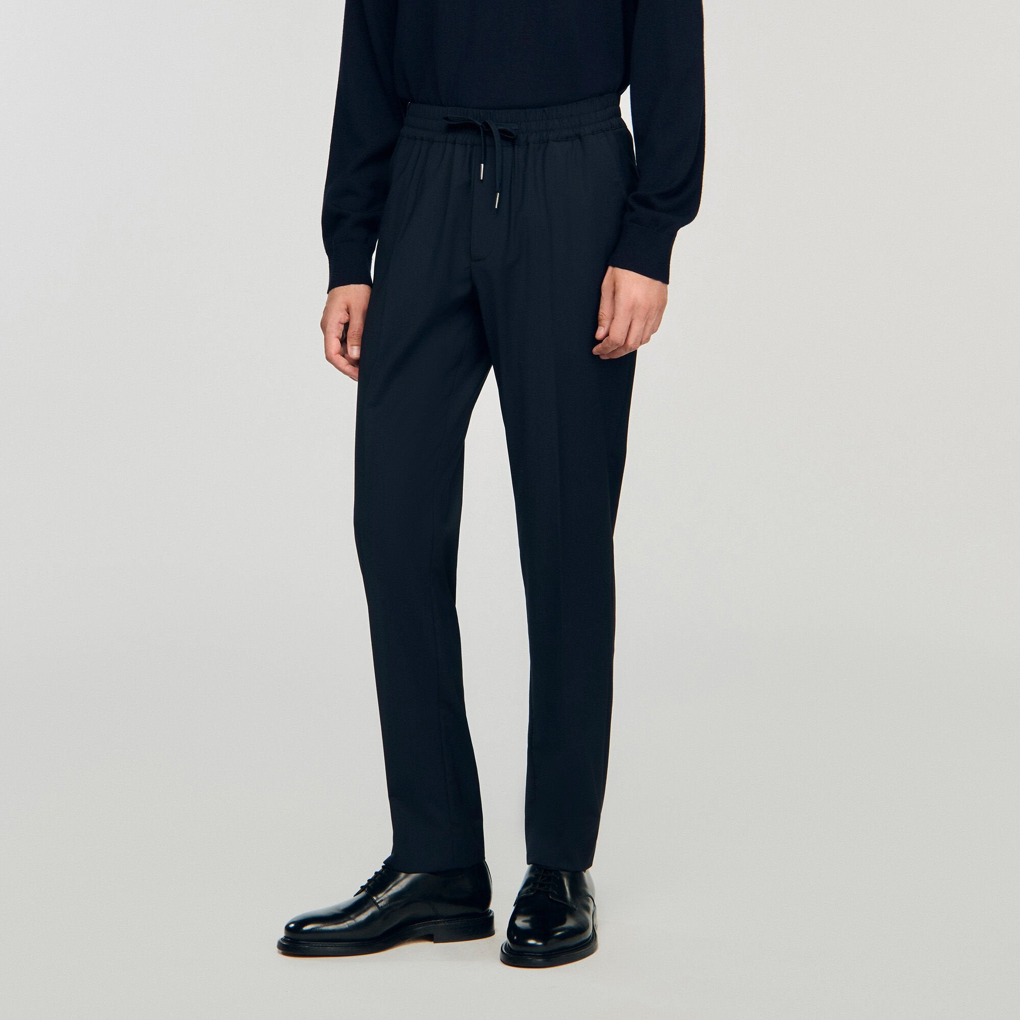 Sandro / Elasticated straight-leg trousers Navy Blue