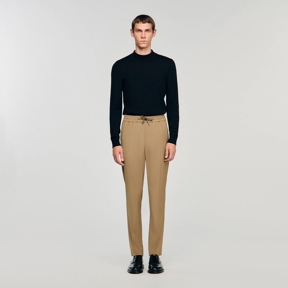 Sandro / Elasticated straight-leg trousers Dark Sand