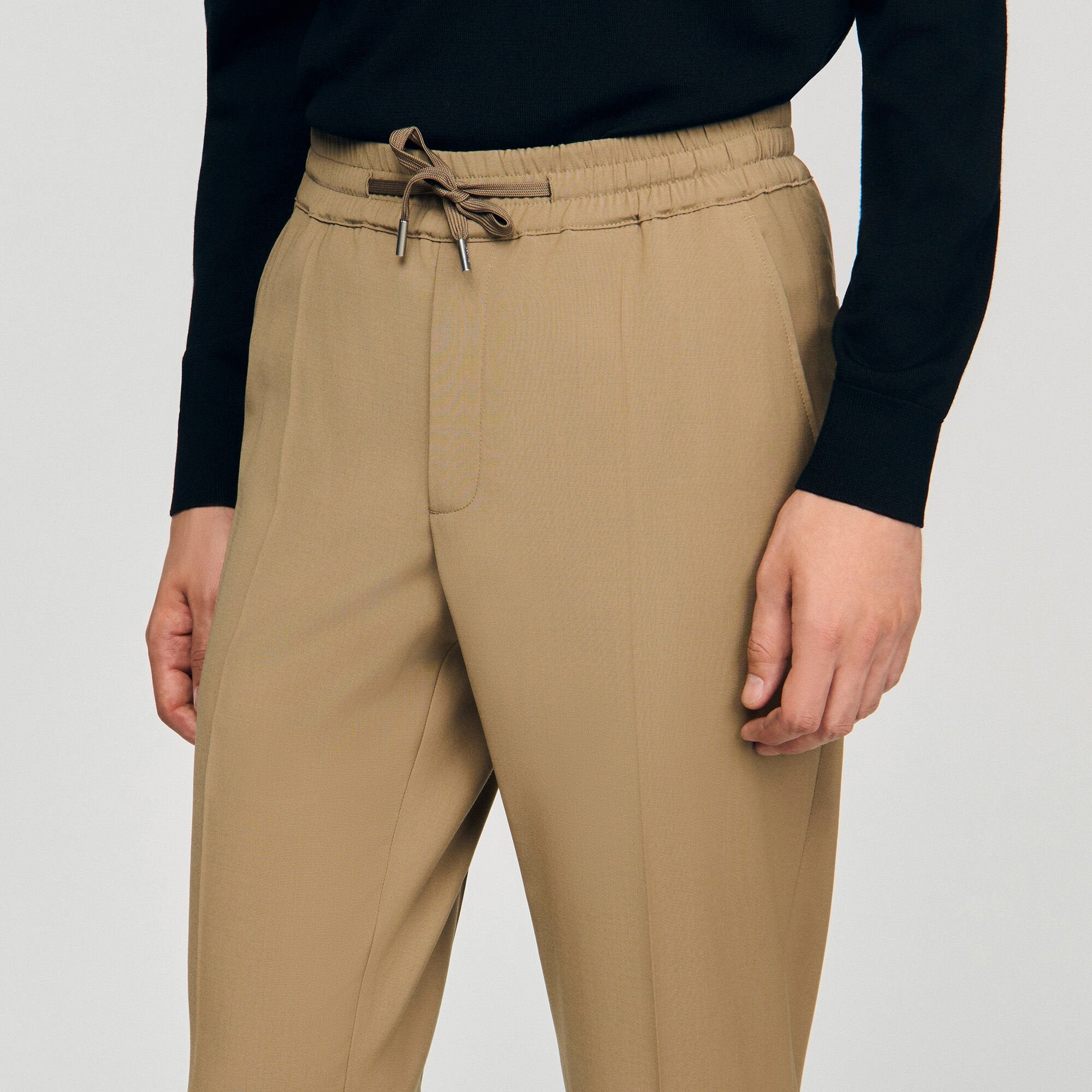 Sandro / Elasticated straight-leg trousers Dark Sand