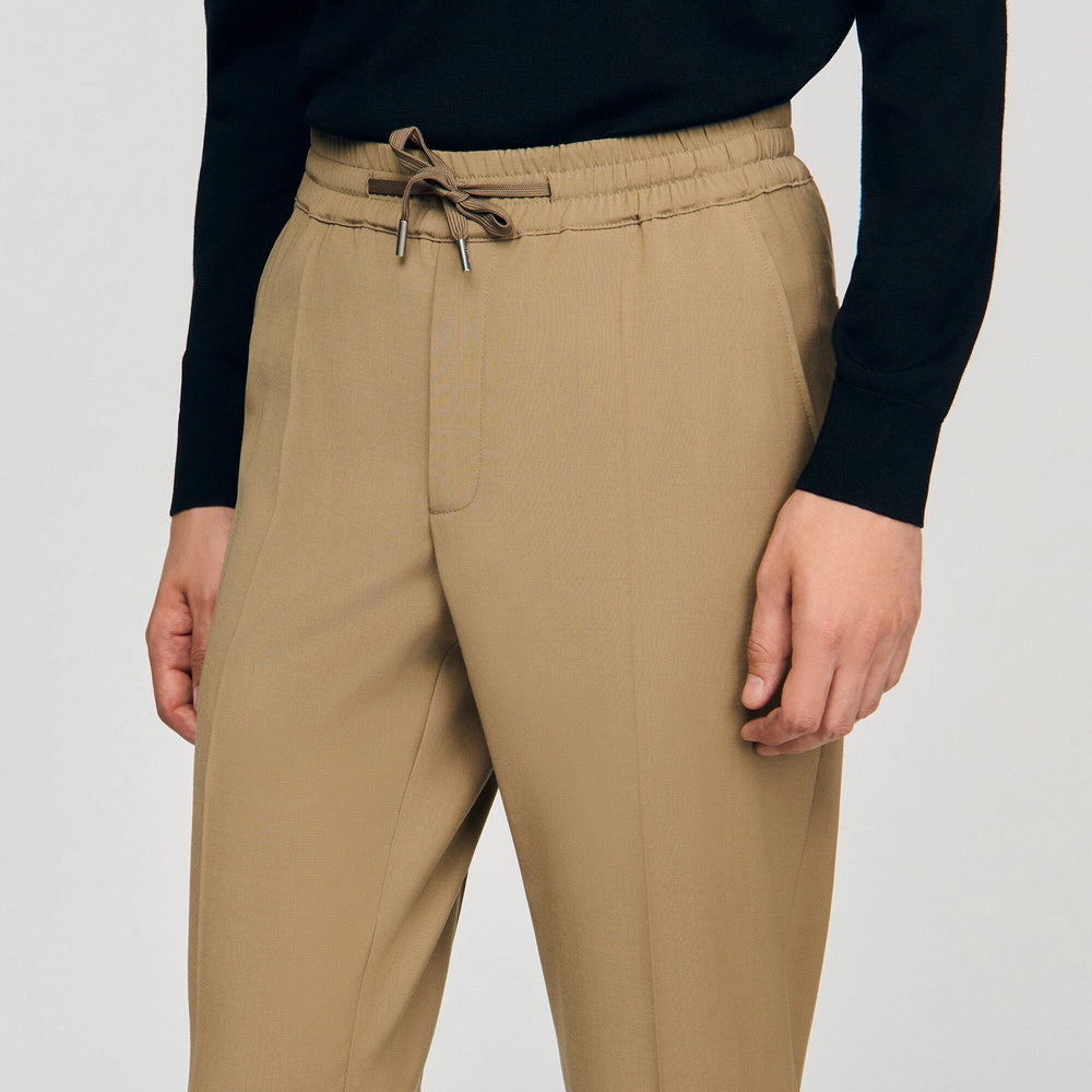Sandro / Elasticated straight-leg trousers Dark Sand