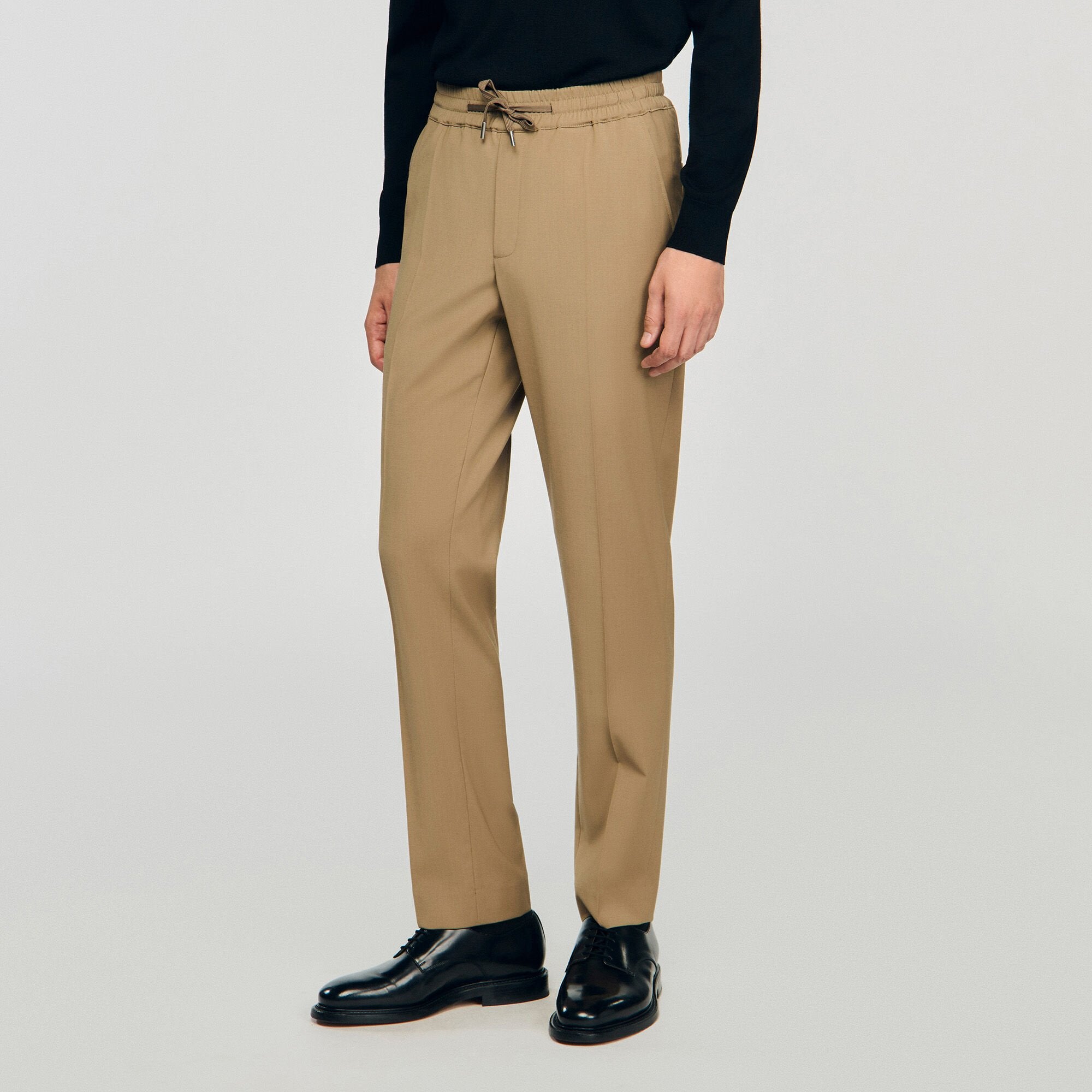 Sandro / Elasticated straight-leg trousers Dark Sand