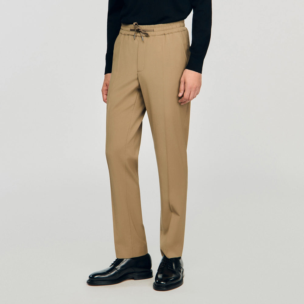 Sandro / Elasticated straight-leg trousers Dark Sand