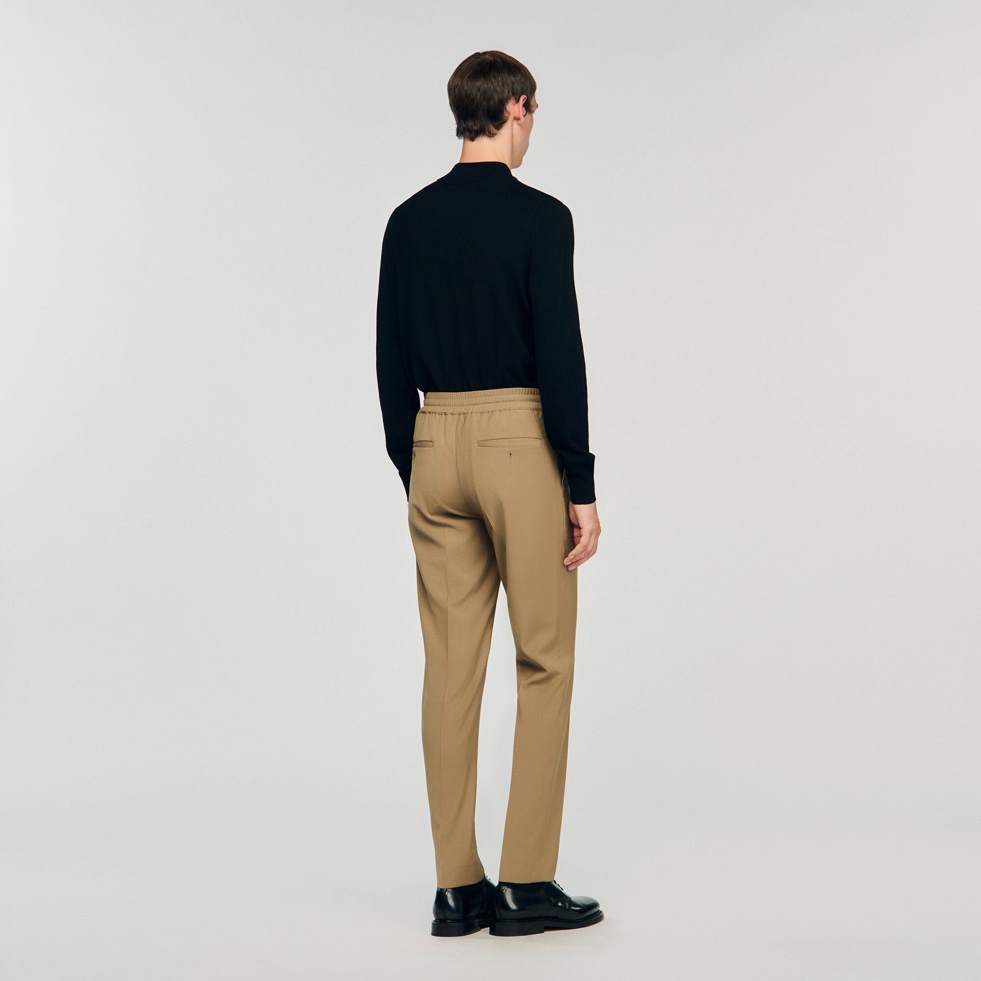 Sandro / Elasticated straight-leg trousers Dark Sand