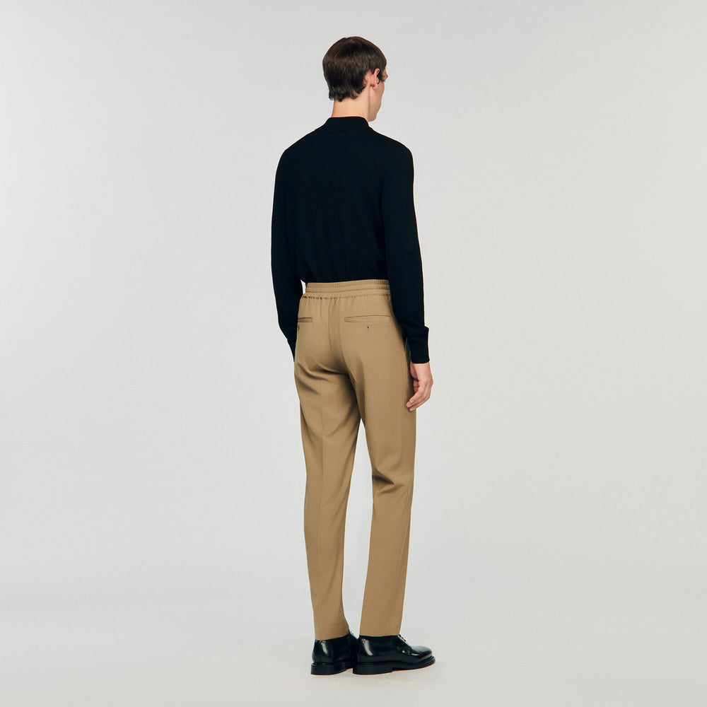 Sandro / Elasticated straight-leg trousers Dark Sand