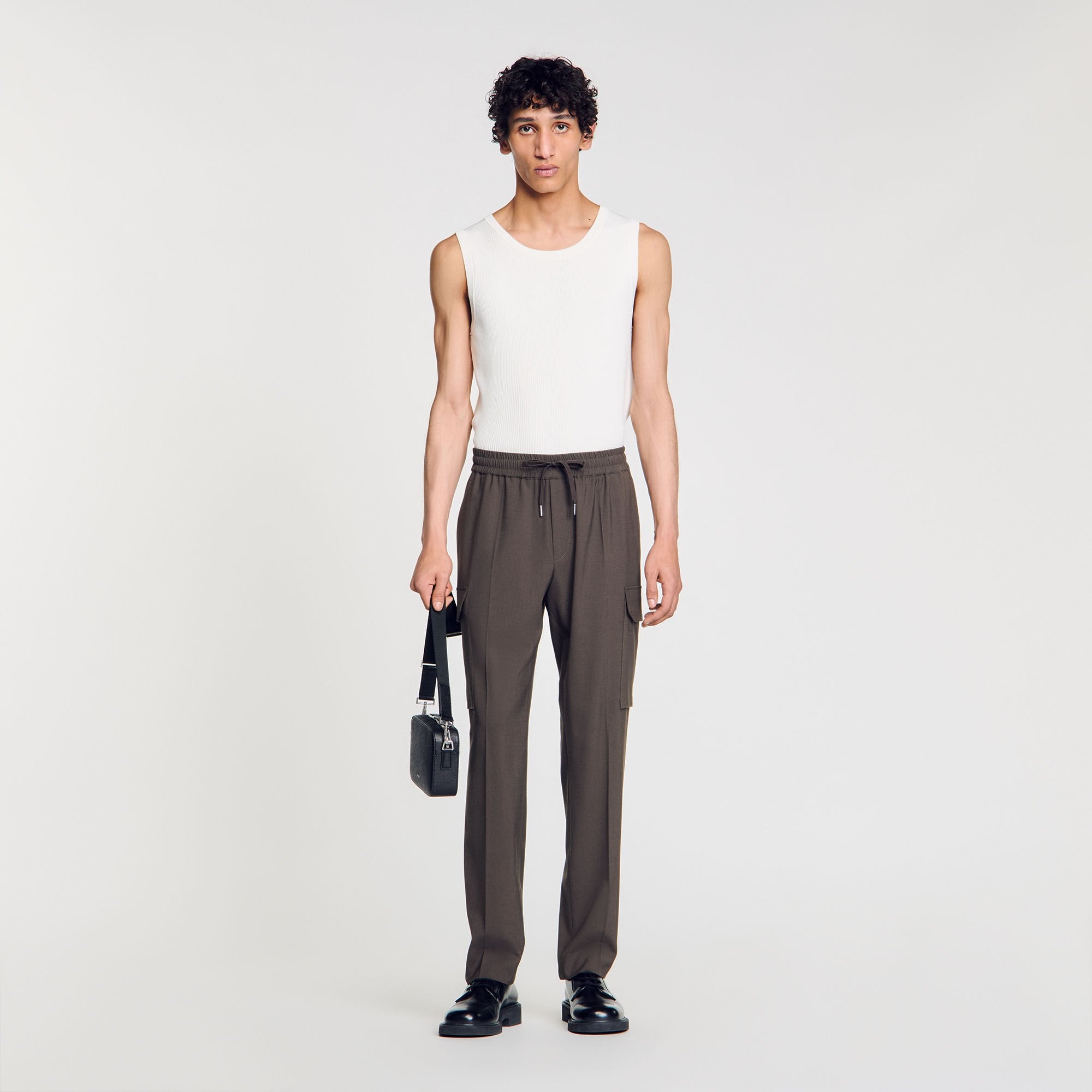 Sandro / Elasticated cargo trousers Dark Kaki.