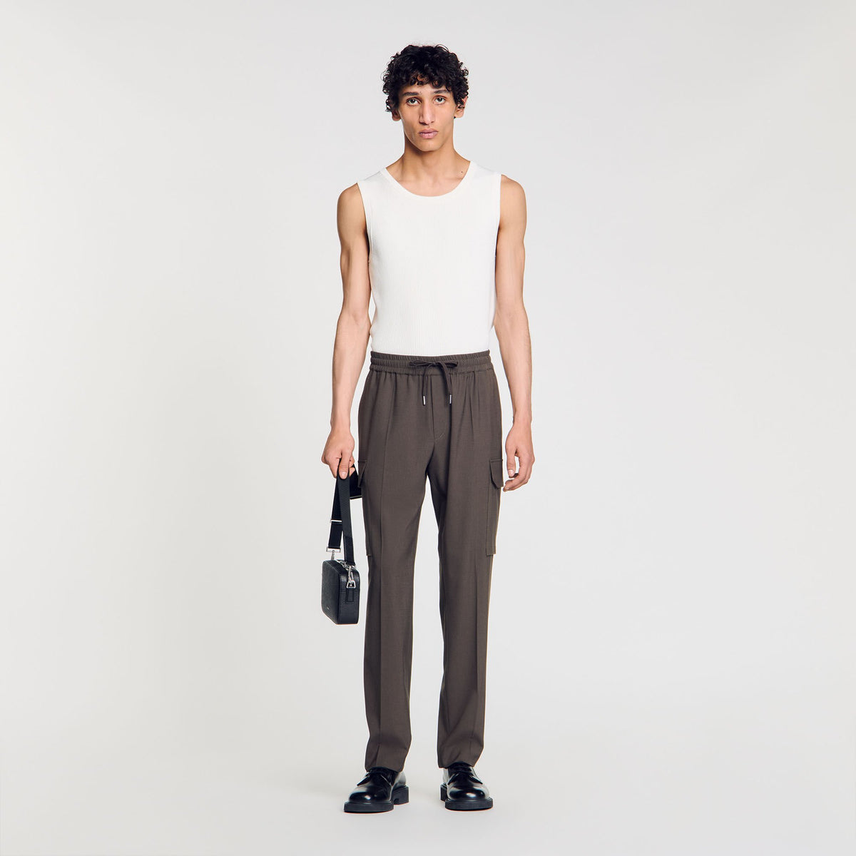 Sandro / Elasticated cargo trousers Dark Kaki.
