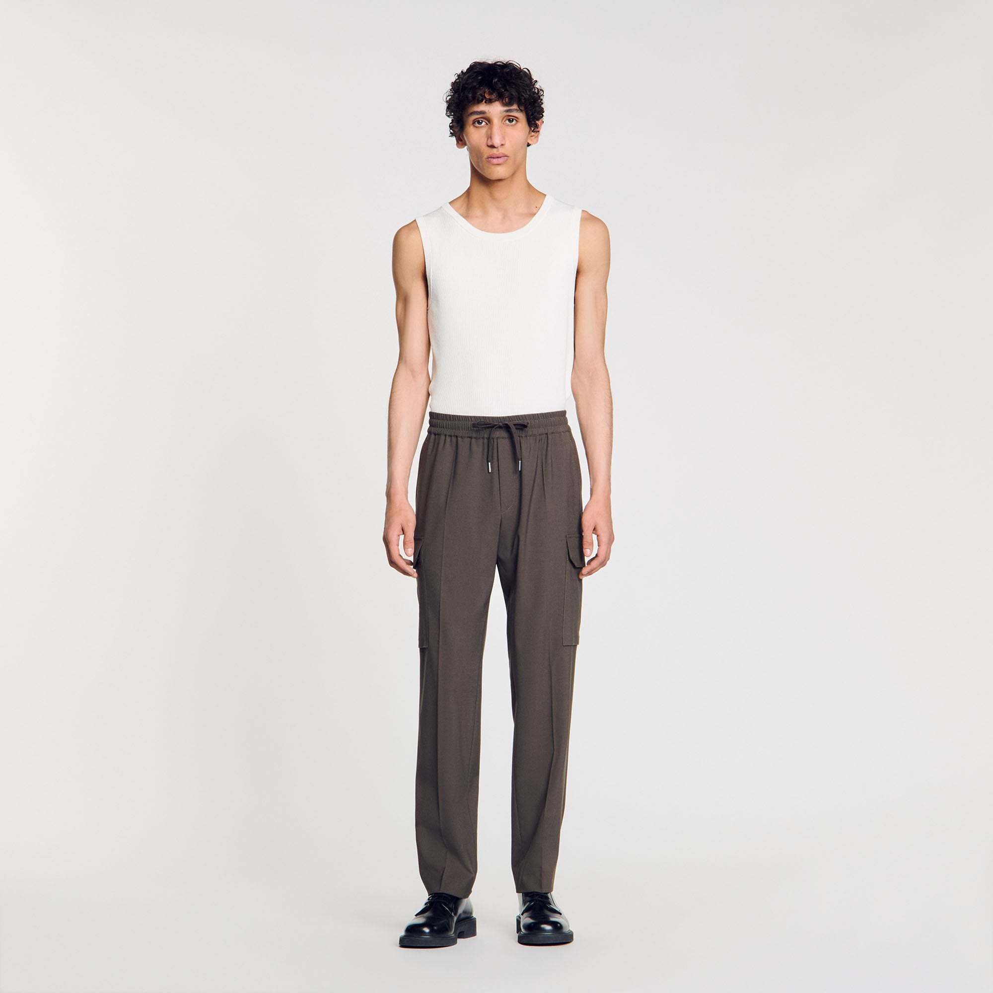 Sandro / Elasticated cargo trousers Dark Kaki.