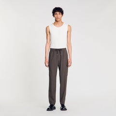 Sandro / Elasticated cargo trousers Dark Kaki.