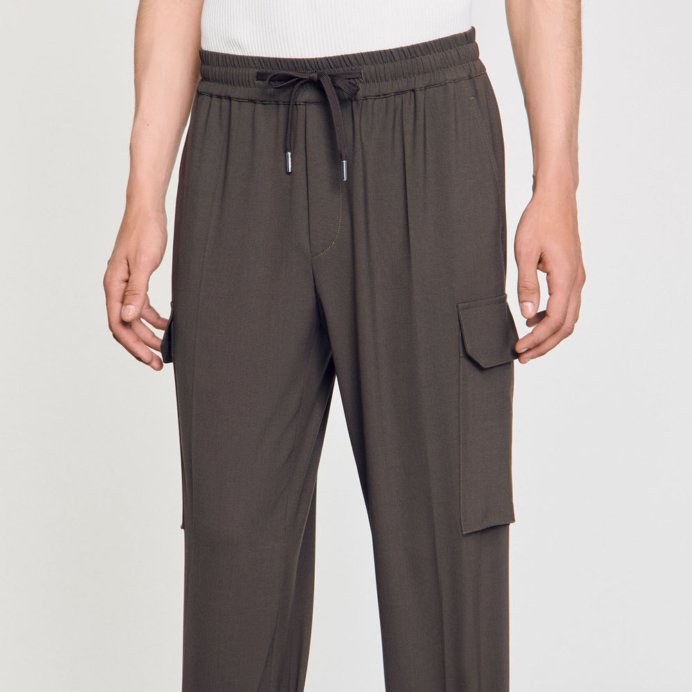 Sandro / Elasticated cargo trousers Dark Kaki.