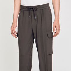 Sandro / Elasticated cargo trousers Dark Kaki.
