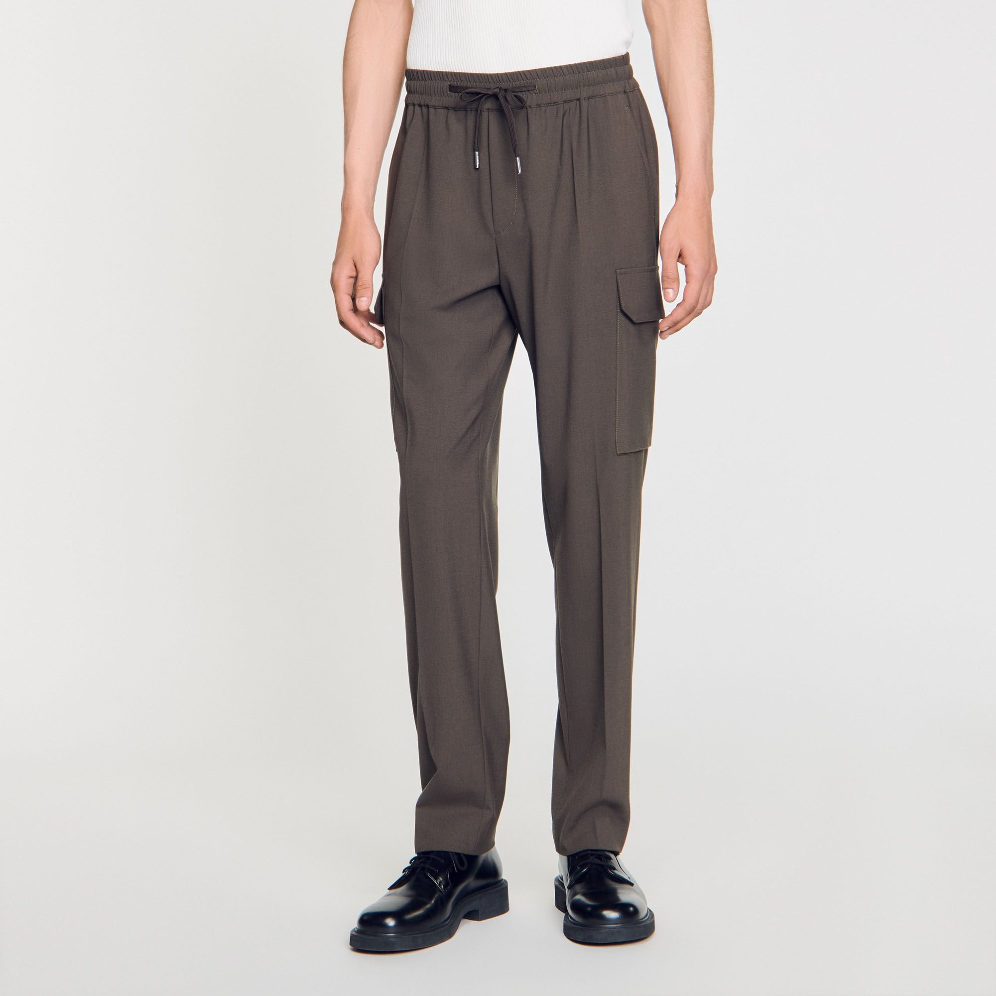 Sandro / Elasticated cargo trousers Dark Kaki.