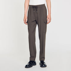 Sandro / Elasticated cargo trousers Dark Kaki.