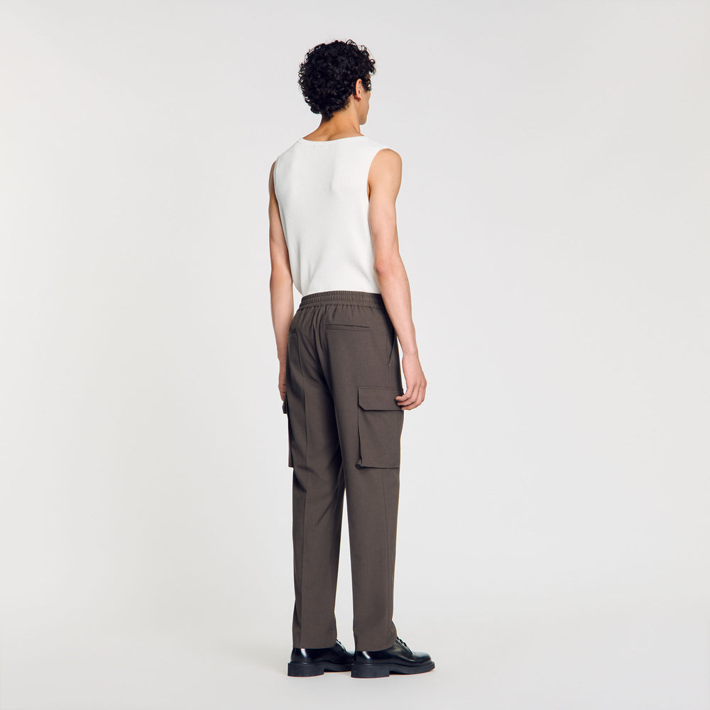 Sandro / Elasticated cargo trousers Dark Kaki.