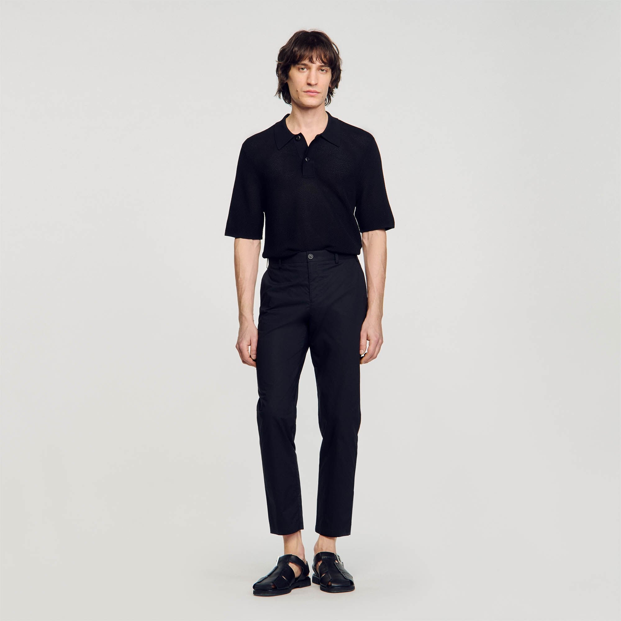 Sandro / Cotton carrot-cut trousers Black
