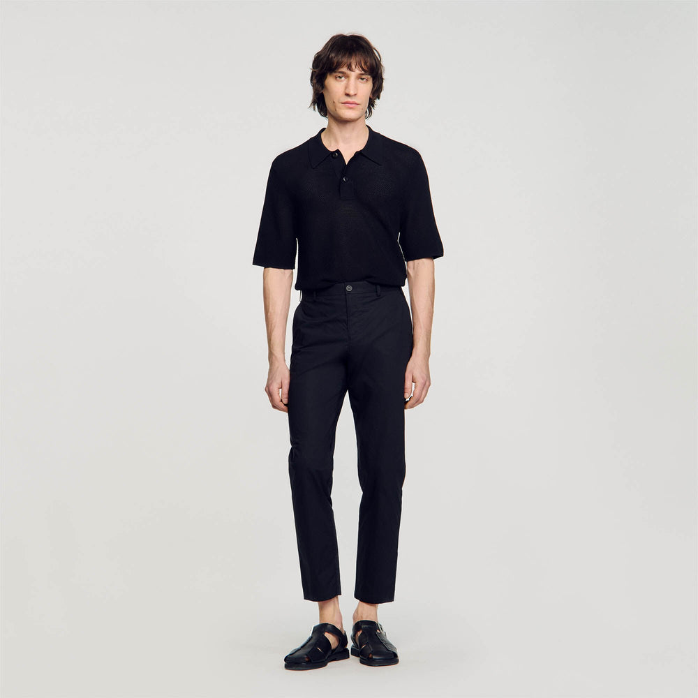 Sandro / Cotton carrot-cut trousers Black