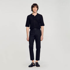 Sandro / Cotton carrot-cut trousers Black