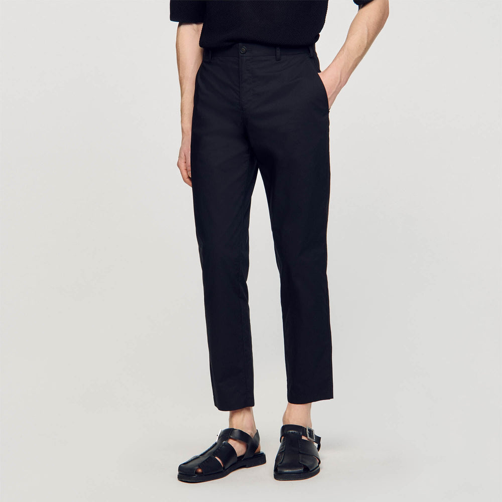 Sandro / Cotton carrot-cut trousers Black