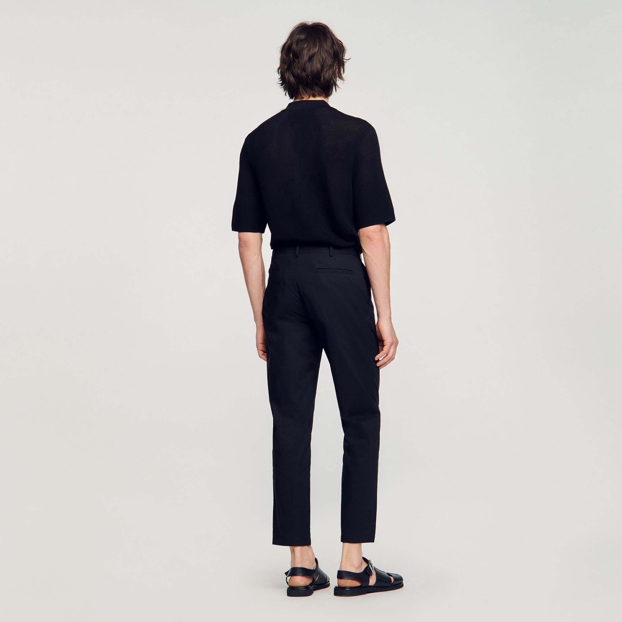 Sandro / Cotton carrot-cut trousers Black