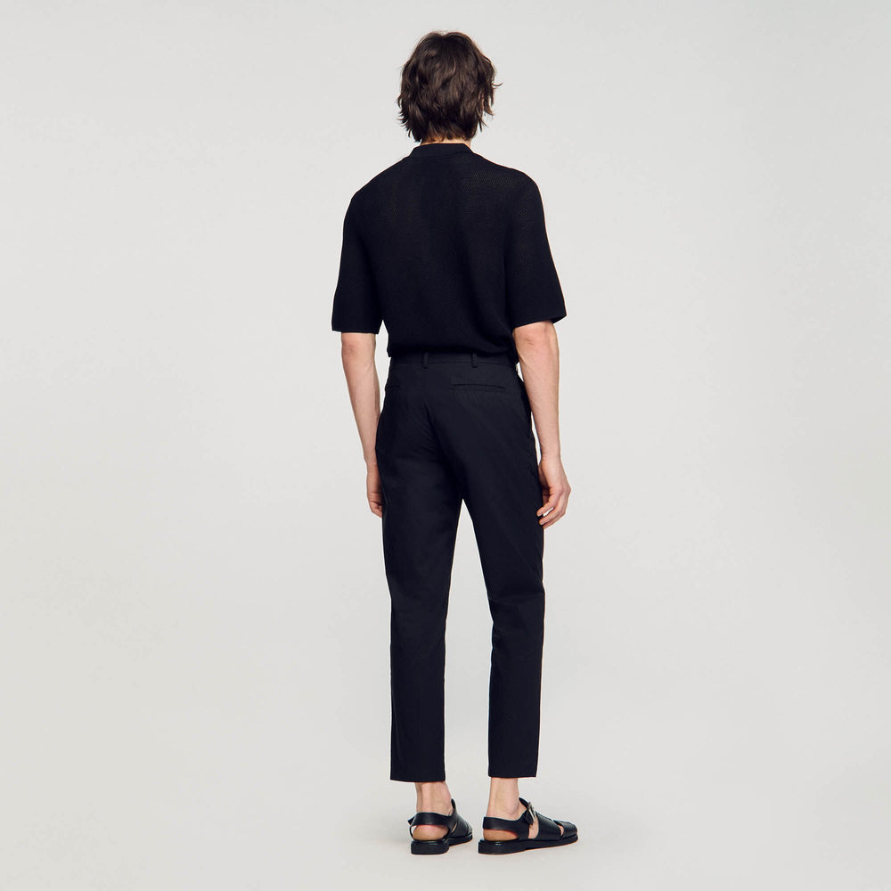 Sandro / Cotton carrot-cut trousers Black