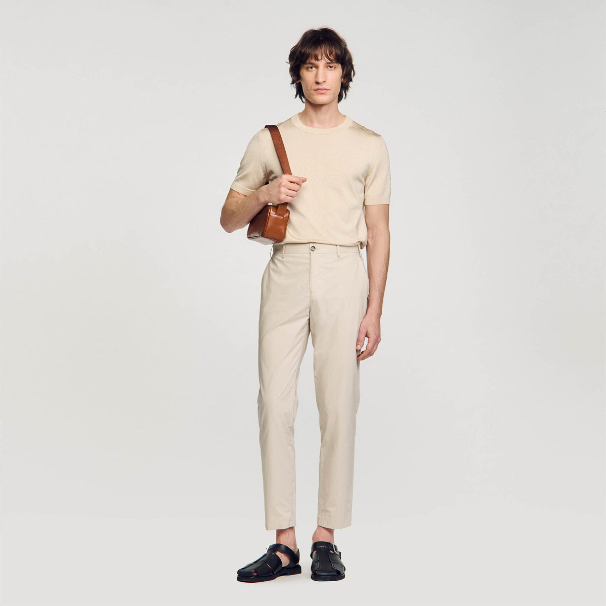 Sandro / Cotton carrot-cut trousers Light Grey