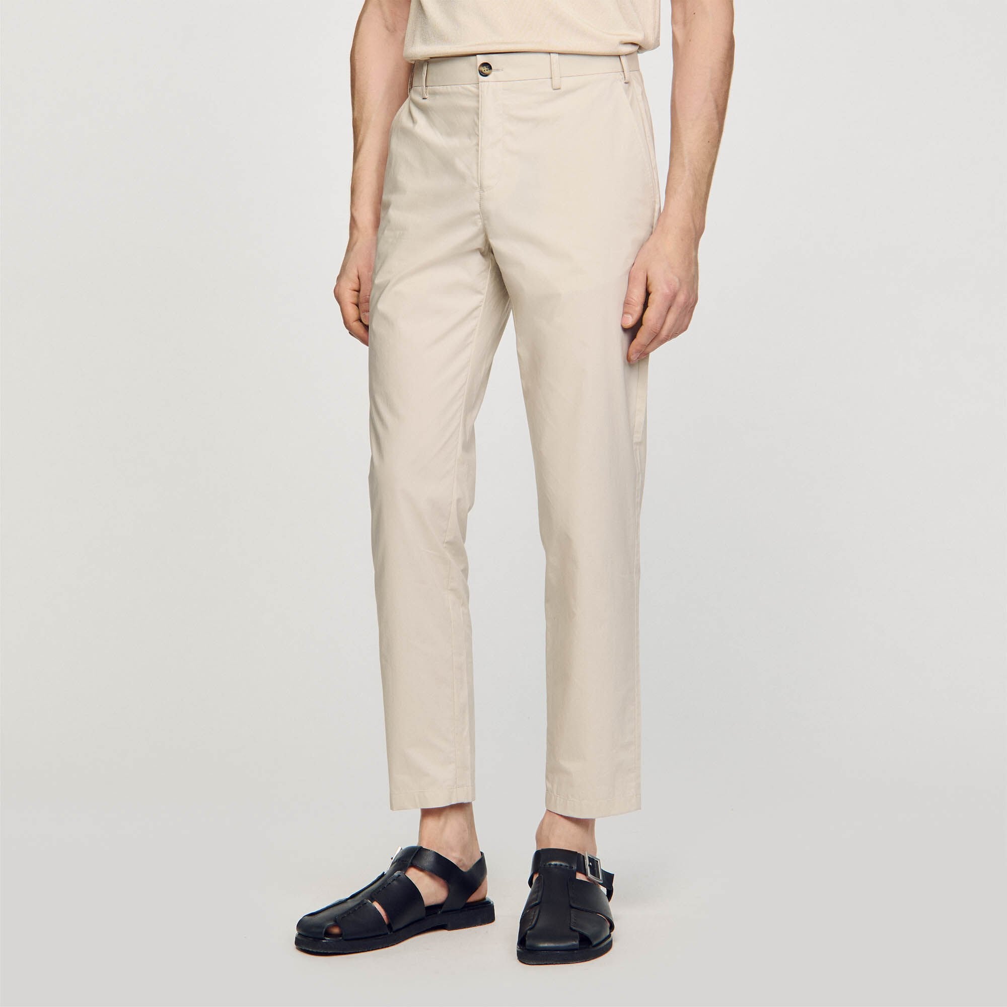 Sandro / Cotton carrot-cut trousers Light Grey