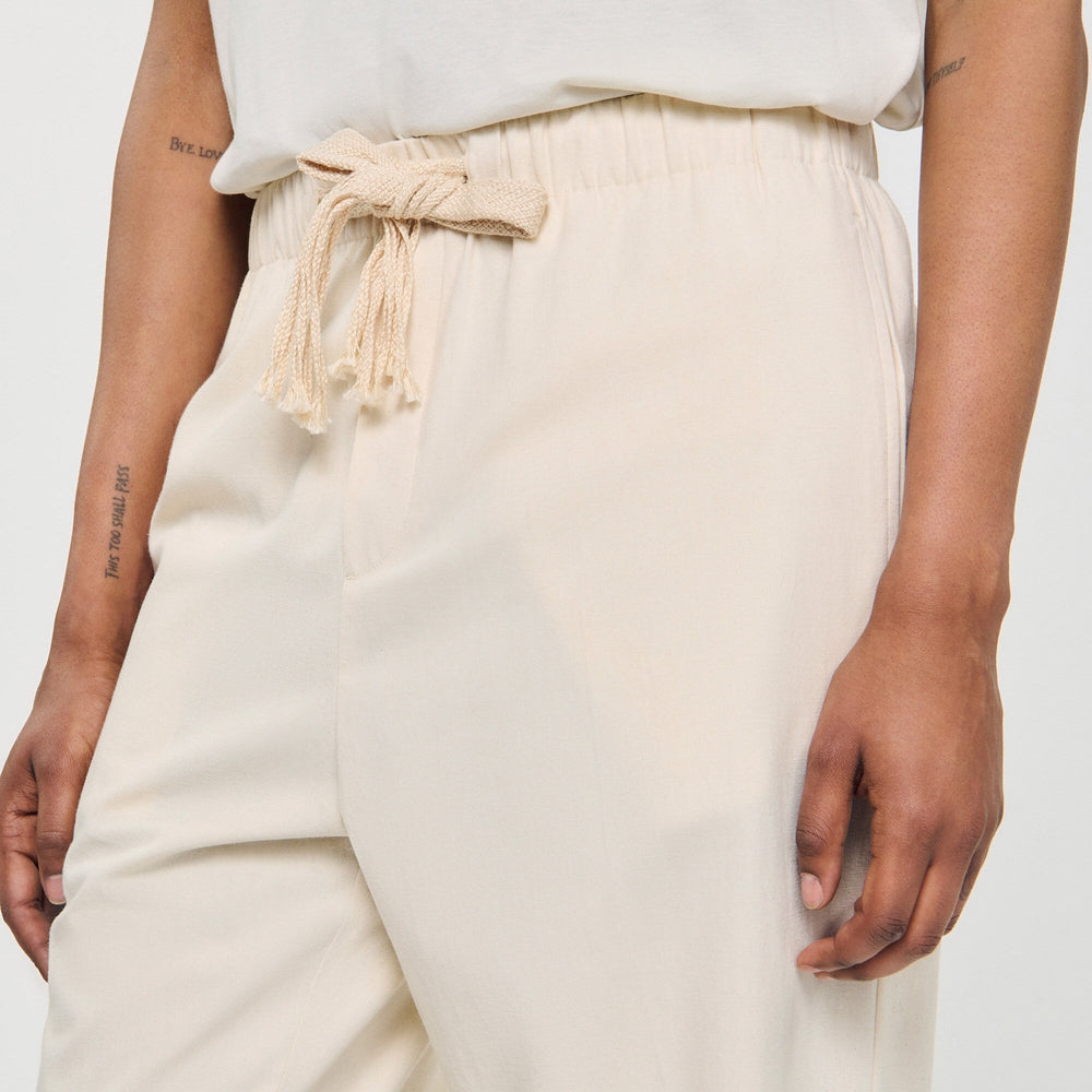 Sandro / Wide-leg elasticated cotton trousers Butter Cream