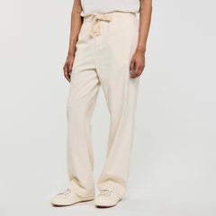 Sandro / Wide-leg elasticated cotton trousers Butter Cream