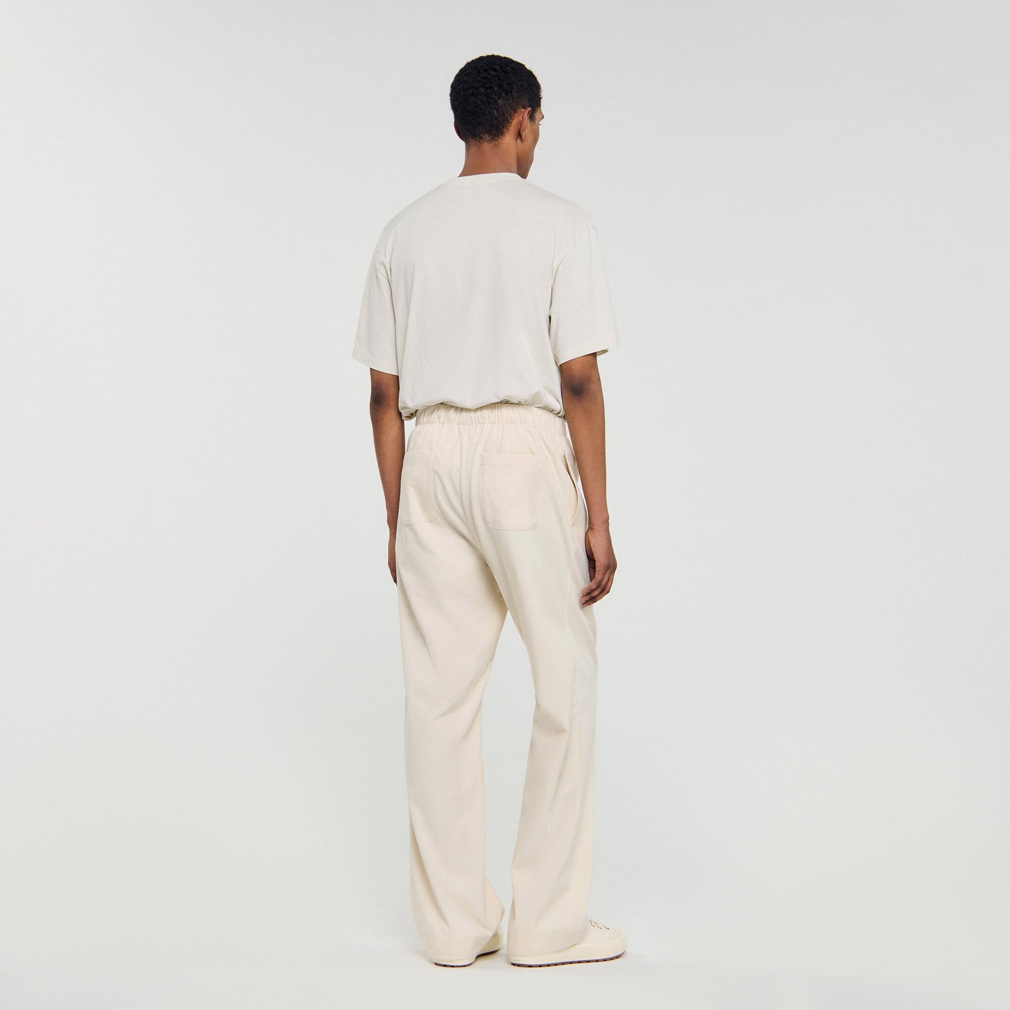 Sandro / Wide-leg elasticated cotton trousers Butter Cream