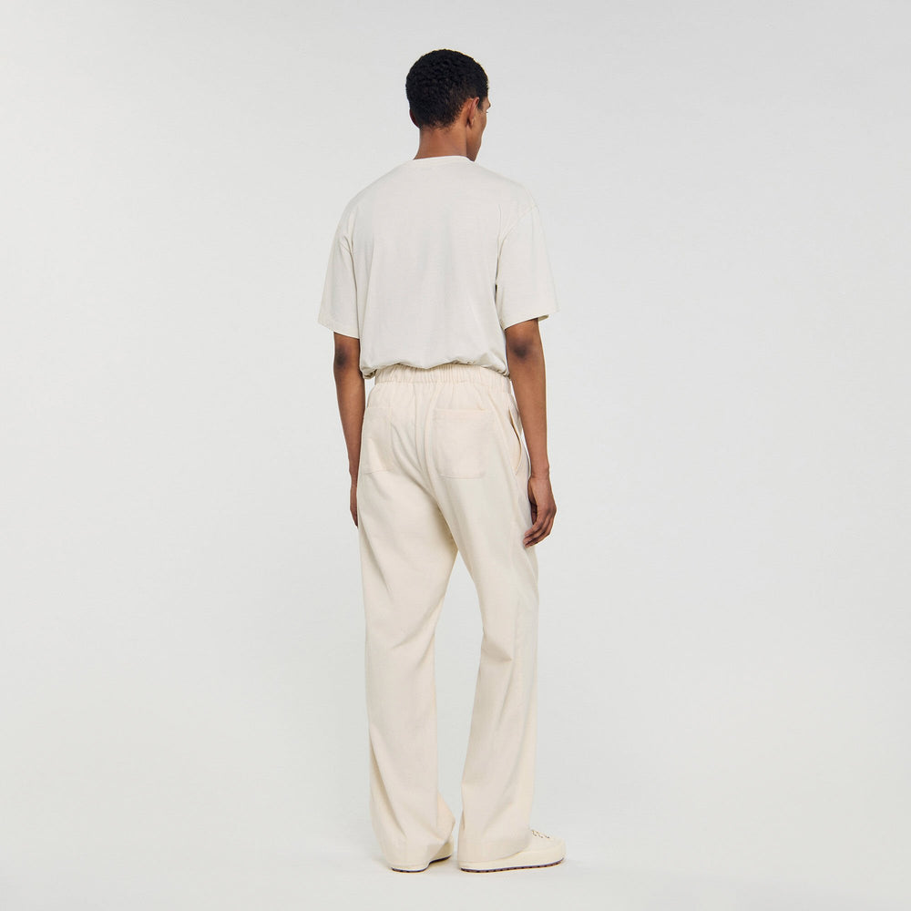 Sandro / Wide-leg elasticated cotton trousers Butter Cream