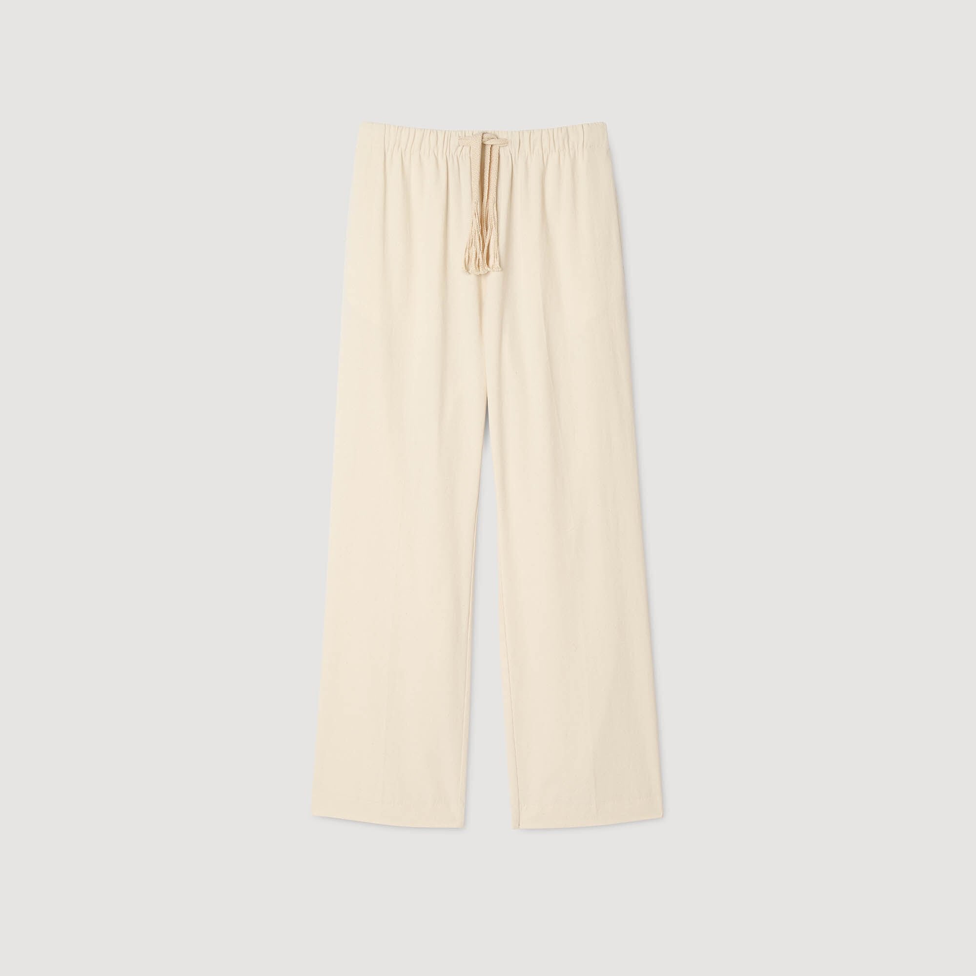 Sandro / Wide-leg elasticated cotton trousers Butter Cream